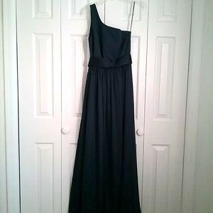 White by Vera Wang one Sleeve  Long Navy Blu Dress